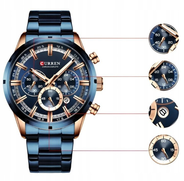 Hodinky Curren Elegant Blue Gold (3)