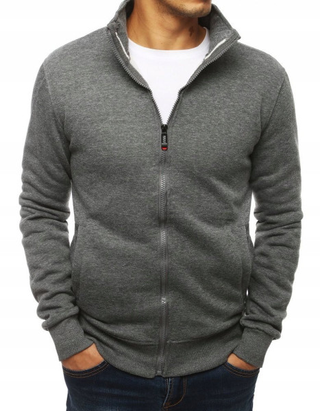 Mikina pánská na zip bez kapuce melír (2)