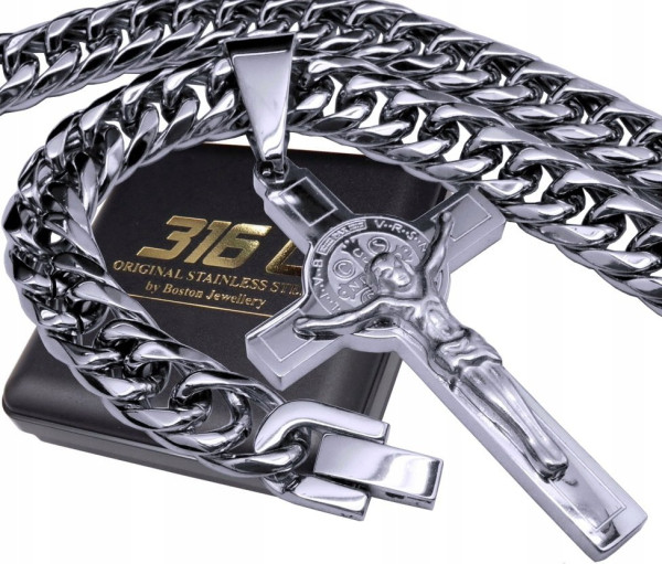 Pánský řetízek stříbrný s křížkem-chirurgická ocel (2)