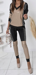 Tepláková souprava Candy TOP black-beige dámská
