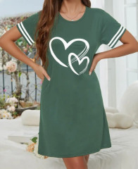 Noční košile Srdce zelená Lux