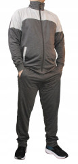 Pánská tepláková souprava – mikina na zip + kalhoty šedá XL-4XL Pohodlná pánská souprava ze směsi bavlny s mikinou na zip