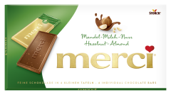 Čokoláda Merci mandlová 100 g Jemná čokoláda s křupavými mandlemi
