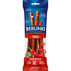 BERLINKI Kabanosy Chilli 85 g Pikantní masová svačinka s pořádným řízem