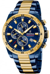 Hodinky Festina Chrono Sport F20564 Modrá elegance se zlatým detailem a sportovním srdcem