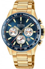 Hodinky Festina Timeless Chronograph F20634 Tmavě modrá a zlatá v elegantním sportovním chronografu